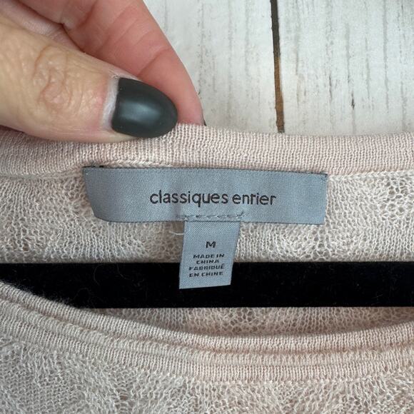 Classiques Entier Pink Hush Cashmere Textured Knit Sweater Pullover Size Medium - Picture 4 of 12